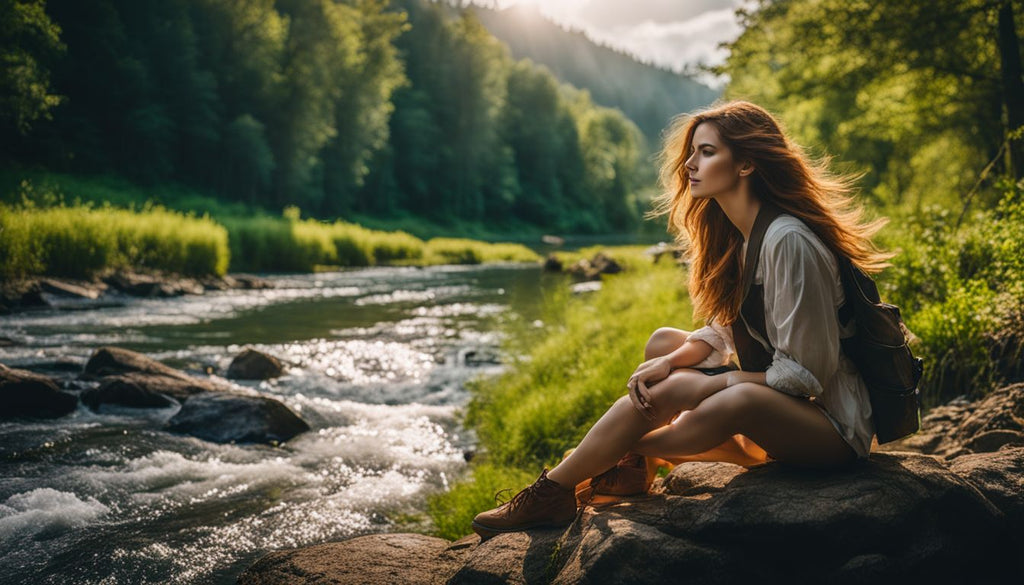 A tranquil river and lush greenery in a nature photograph.