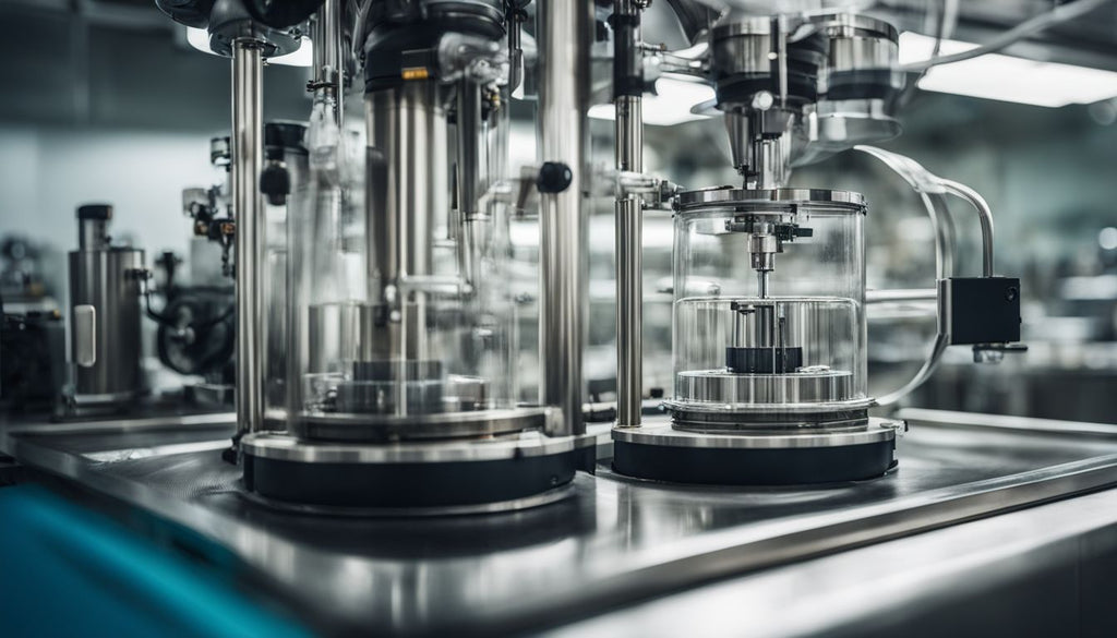 A close-up photo of a CO2 extraction machine in a laboratory setting.