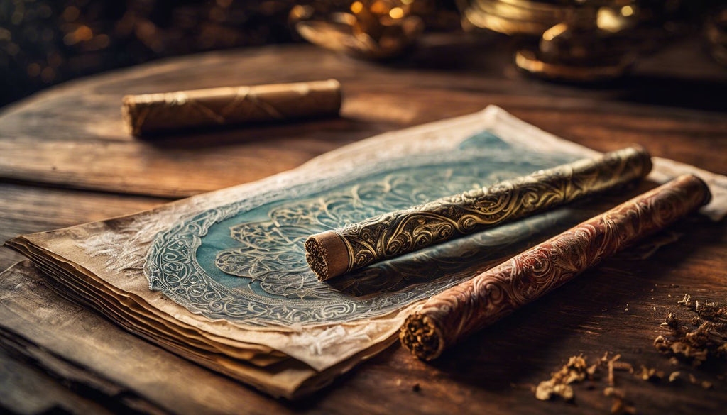 A close-up of a pre-roll blunt and regular pre-rolled joint on a wooden table.