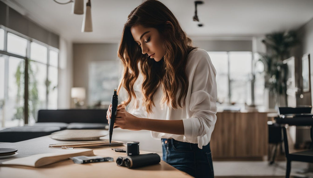 A sleek dab pen on a modern tabletop with minimalist decor.