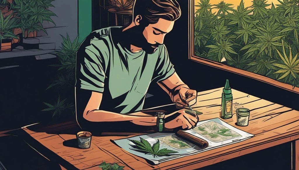 A person rolling a joint on a clean, minimalist table.
