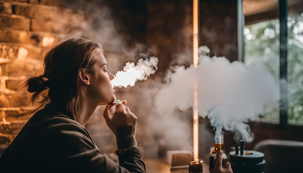 A person vaping in a well-ventilated room with clean concentrates.