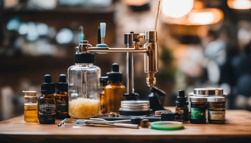 A clean and organized dabbing station with high-quality dabbing tools.