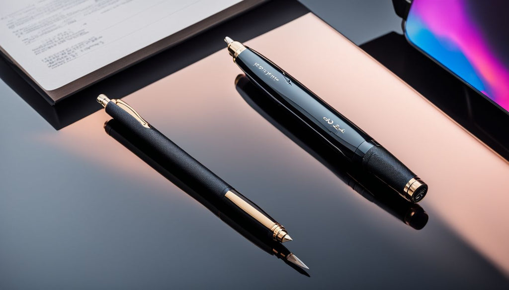 A sleek dab pen on a modern tabletop with minimalist decor.