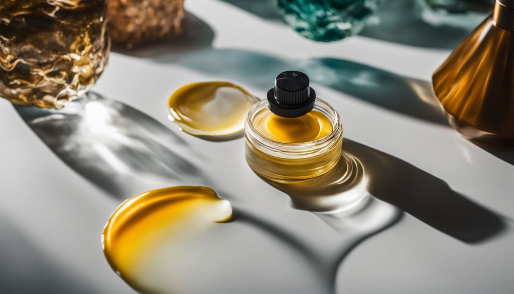 A photo of shiny wax concentrate with various nature faces and outfits.