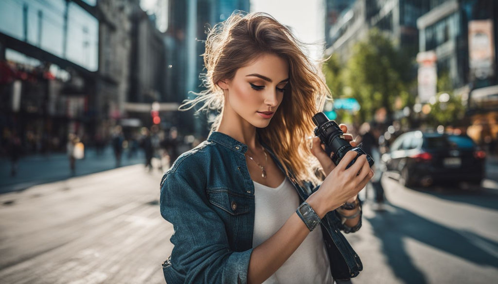 A person using a dab rig in a contemporary urban setting.