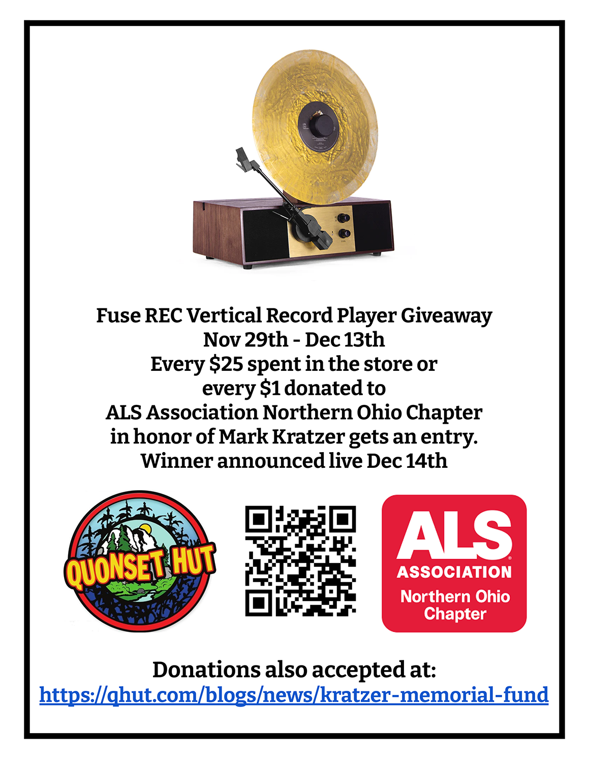 Fuse REC vertical record player giveaway poster