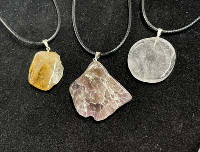 Precious stone necklaces at Quonset Hut
