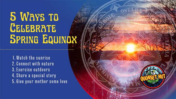 A graphic listing 5 tips on how to celebrate spring equinox.