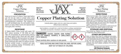 JAX Chemical Instant Brass and Copper Cleaner - HD Chasen Co