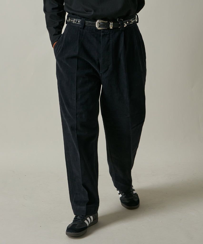 MILITARY FLANNEL 2TUCK TROUSERS (D.Green)｜2タックトラウザーズ