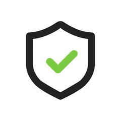 Shield icon with green check mark inside.