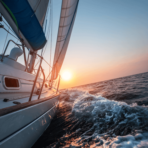 image of boat at sunset