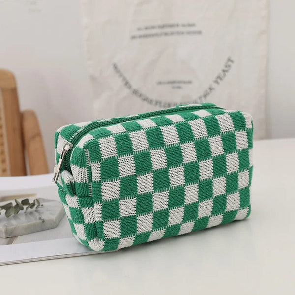 Checkered Pouch Make Up Bag