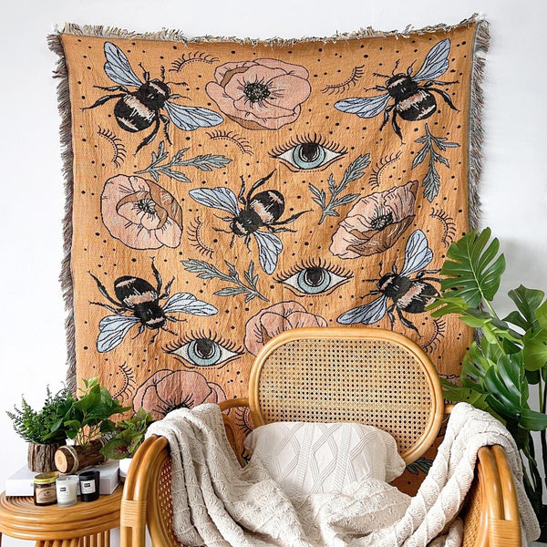 Bumble Bee Tapestry Blanket Throw