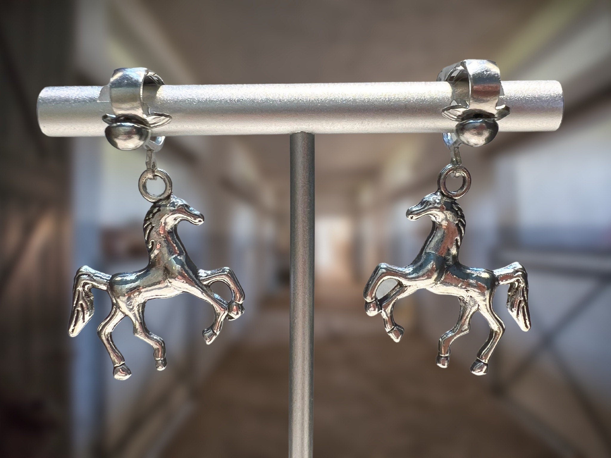 horse clip on earrings