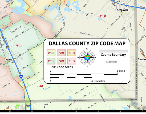 Dallas County Zip Code Map Texas Map Store 8561