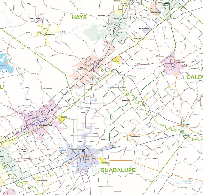 San Antonio Major Arterial Wall Map by MetroMaps – Texas Map Store