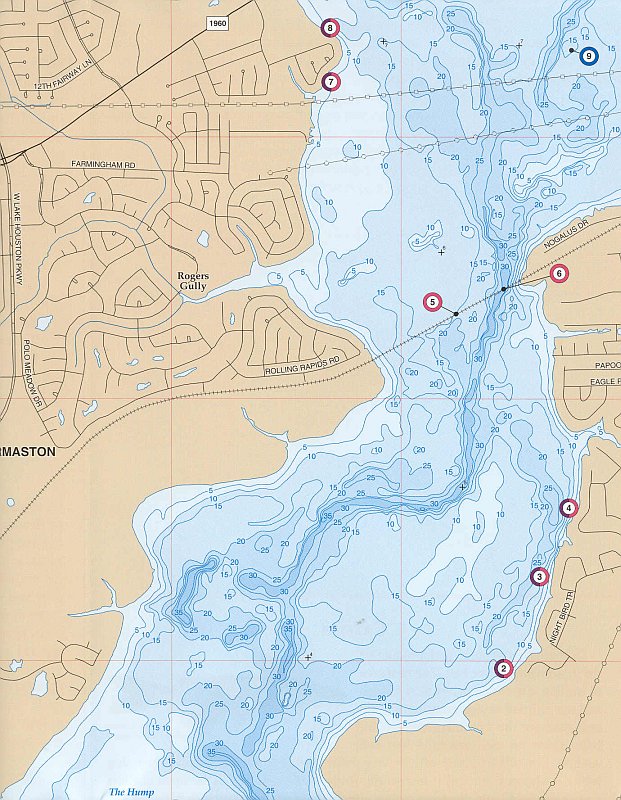 Lake Houston Texas GPS fishing map offline by Flytomap