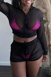 Fashion Sexy Solid See-through Swimwears Four-piece set (Without Paddings)