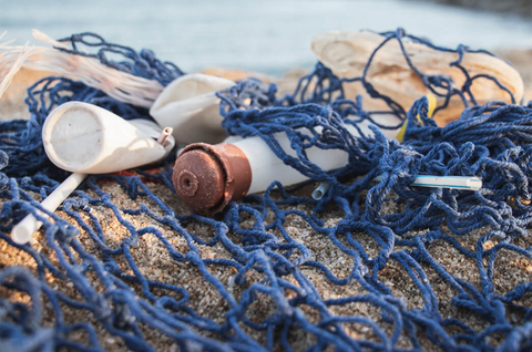 plastic trash got caught in fishing nets