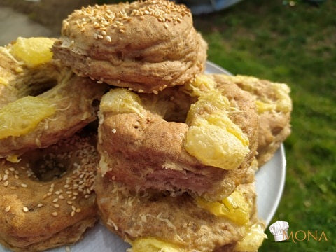 Sajtos és szezámmagos bagel (glutén,tej,tojás,cukor,szójamentes)