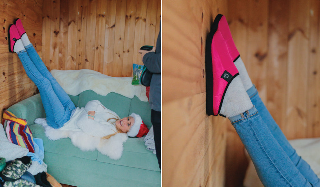 Behind the scenes on a thermal lined clogs and quilted slippers photoshoot.