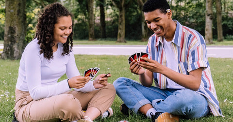Couple playing UNO