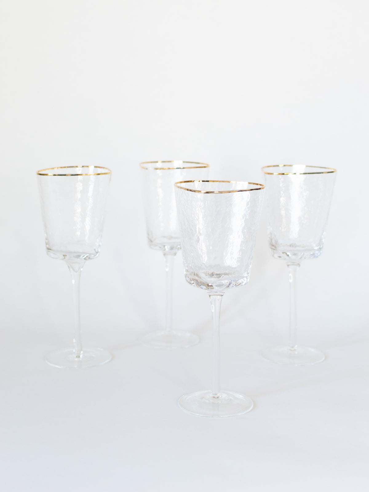 Triangular Gold Edge Wine Glasses- Set of 4