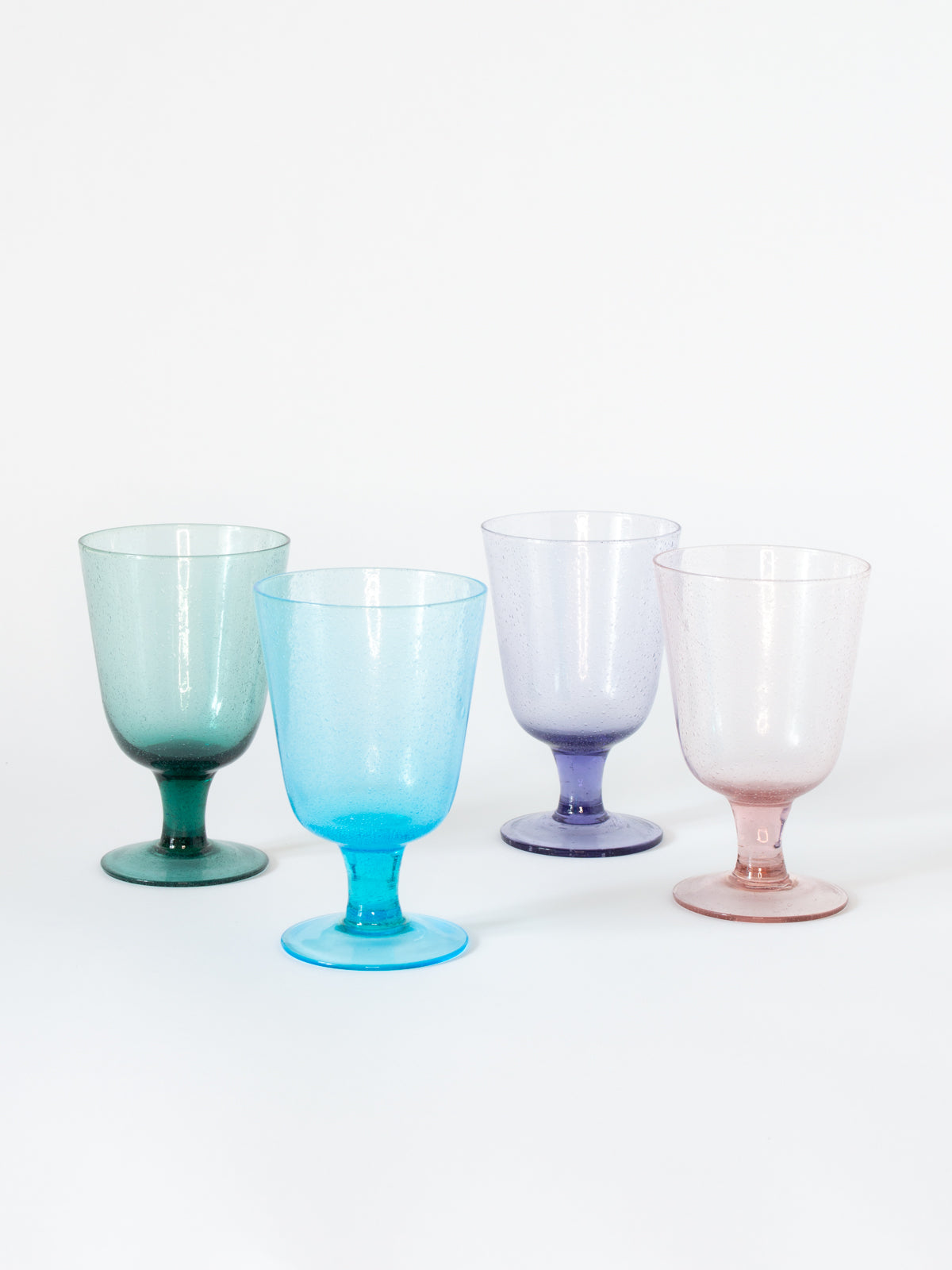 Large Turquoise Drink Glass with Bubbles - Set of 4