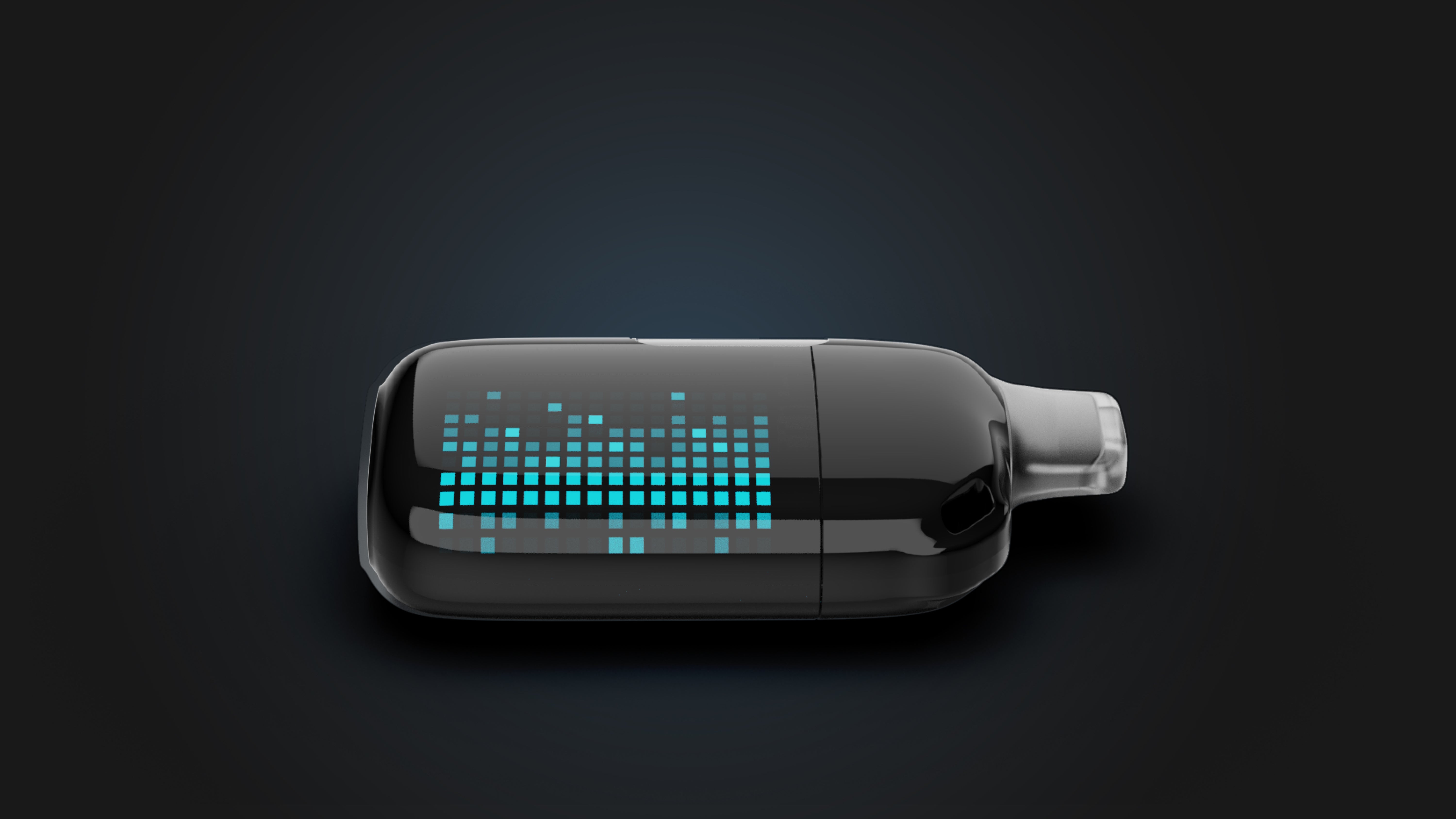 Curved digital display on Fissa Digi vape showing battery, temperature, and visual animation