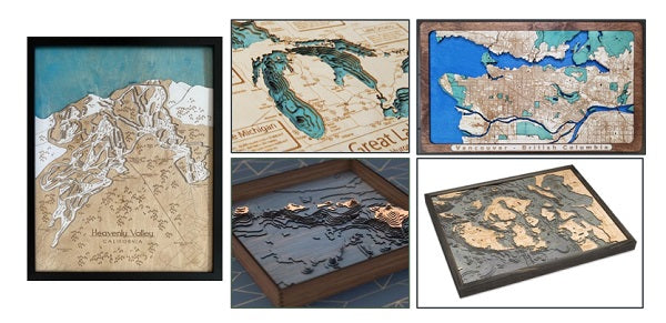 Selection of American wooden topographic maps