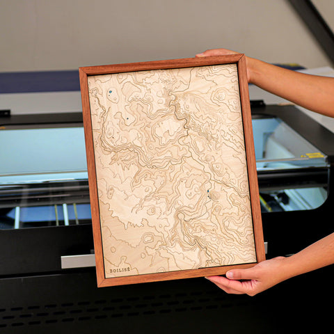 Laser cut wooden topographic map