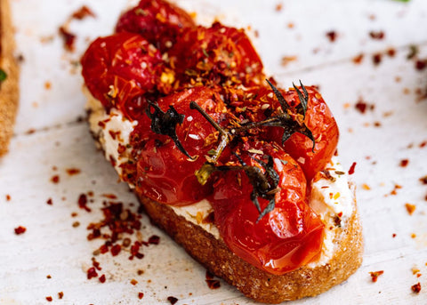 Confit tomatoes bruschetta