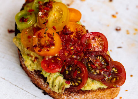 Smashed avocoado bruschetta