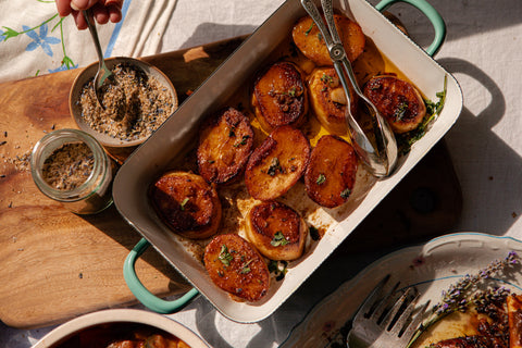 Fondant potatoes ready to serve