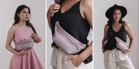 Alex belt bag or fanny pack made from apple leather in soft heather purple