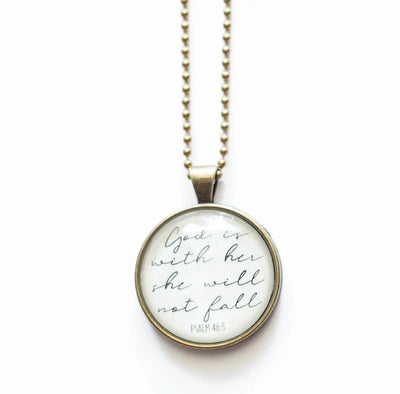 God Is With Her Psalm 46:5 - Brass Necklace - Joy & Country