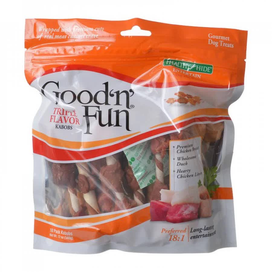 108 Count (6 x 18 ct) Healthy Hide Goodn Fun Triple-Flavor Kabobs - Chicken, Duck \\Chicken Liver