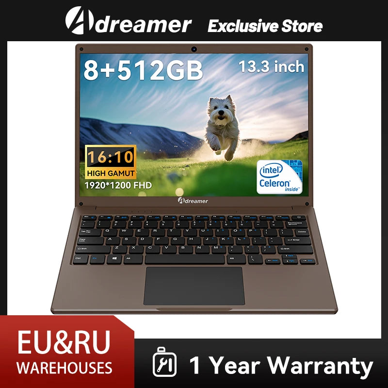 Adreamer LeoBook 13 Laptops Office School Notebooks Windows 10 Netbook 13" Intel Celeron N4020 8G 1T SSD WiFi PC for Student