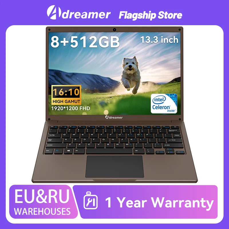 Adreamer LeoBook13 Laptop 13.3" Intel Celeron N4020 Notebook 8GB RAM 1TB SSD Cheap Computer 2560X1600 Resolution Office Study PC