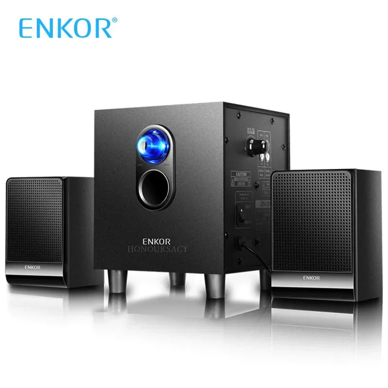 ENKOR Multifunctional Wooden Desktop Computer Audio Bass Speaker High-power Home Theater sound subwoofer 360 stereo Bluetooth