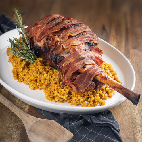 Portuguese lamb leg on saffron rice