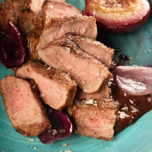 Iberico presa with roasted plums