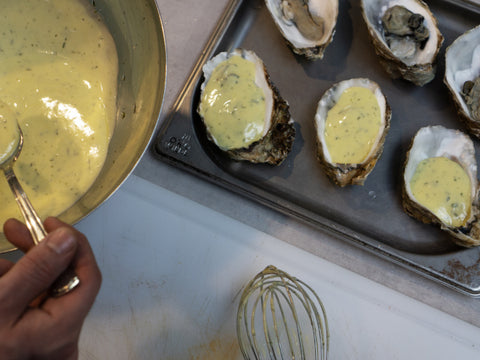 Oysters and sabayon sauce