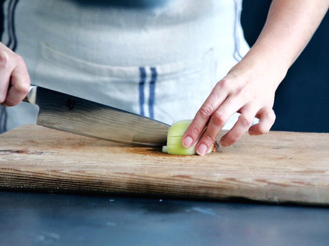 cutting an onion