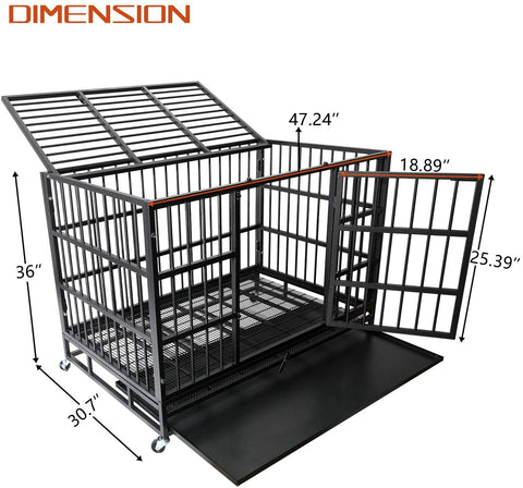 Vitesse Heavy Duty Metal Dog Cage DC01 48 inches Dimension