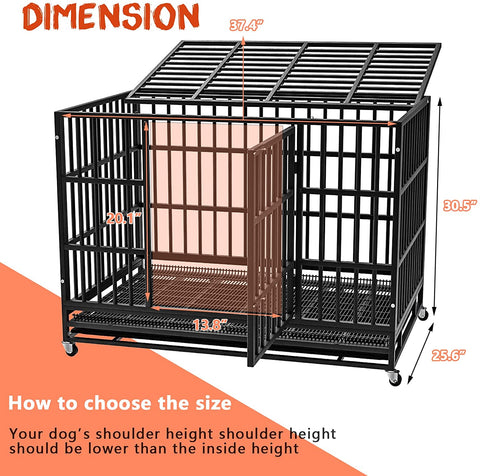 Vitesse Heavy Duty Metal Dog Cage DC01 38 inches Dimension