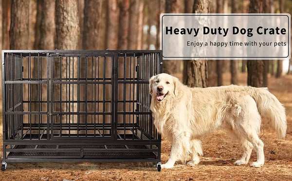 LEMBERI 48/38 inch Heavy Duty Indestructible Dog Crate