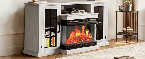 Vitesse 59 inches 3-Sided Glass Fireplace TV Stand for TVs up to 65'' with Fireplace